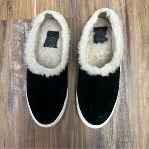 Tory Burch Fur lined Black Suede Miller Shearling Sneaker